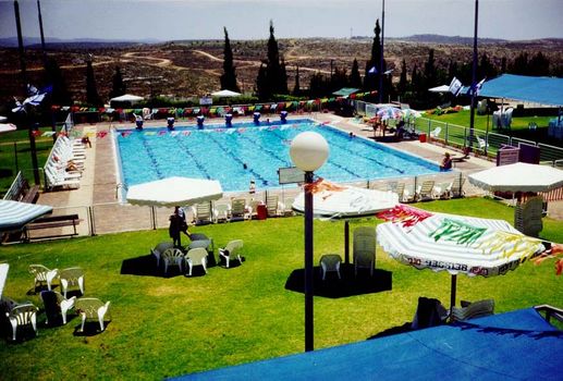 ARIEL, AN ILLEGAL SETTLEMENT IN THE WEST BANK,  WITH ITS LUXURY SWIMMING POOL